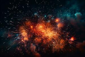 Feuerwerk Über das Wasser im das Nacht Himmel foto