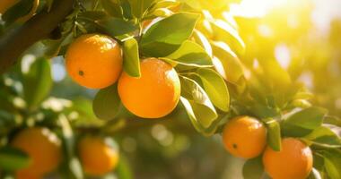 Orange Garten im das Morgen, Sommer Hintergrund foto