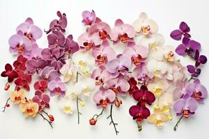 Sammlung von Orchidee Blume isoliert auf Weiß Hintergrund foto
