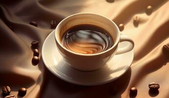 Tasse Kaffee mit Bohnen foto