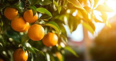 Orange Garten im das Morgen, Sommer Hintergrund foto