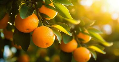 Orange Garten im das Morgen, Sommer Hintergrund foto