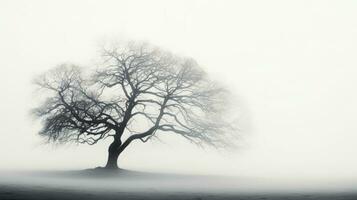 nebelig Baum. Silhouette Konzept foto