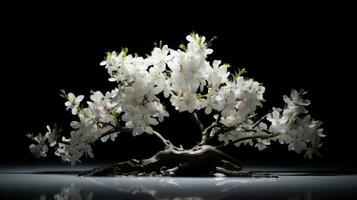 Blühen Apfel Baum mit Weiß Blumen. Silhouette Konzept foto