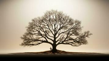 faszinierend Silhouette von ein groß Baum im einzigartig Beleuchtung foto