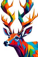 ein detailliert Illustration von ein Hirsch mit dunkel gotisch, Blatt, und Blume zum ein T-Shirt Design foto