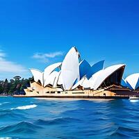 Sydney Oper Haus mit Meer und Blau Himmel ai generateblue Himmel foto