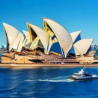 Sydney Oper Haus mit Meer und Blau Himmel ai generateblue Himmel foto