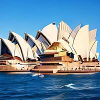 Sydney Oper Haus mit Meer und Blau Himmel ai generateblue Himmel foto