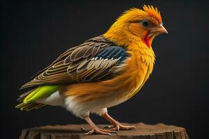 bunt Hähnchen auf ein solide Farbe Hintergrund, Studio Foto. ai generativ foto