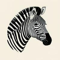 Zebra Kopf isoliert auf Weiß Hintergrund. Hand gezeichnet Vektor Illustration. ai generativ foto