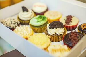 ein Box von Cupcakes foto