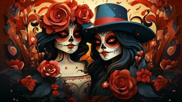 eben Karikatur dia de Muertos foto