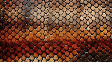 Hintergrund von das golden Haut von ein Schlange, Alligator. Drachen Rahmen Textur. ai foto