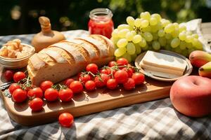 gesund Essen zum Picknick draußen ai generiert foto