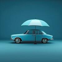 modern Blau Automobil unter Regenschirm foto