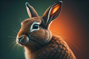 Ostern Hase auf ein solide Farbe Hintergrund. ai generativ foto