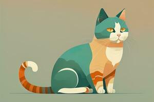 süß Katze Sitzung auf das Boden. Vektor Illustration im retro Stil. ai generativ foto