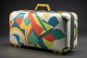 ein Reise Koffer isoliert auf ein solide Farbe Hintergrund. ai generativ foto