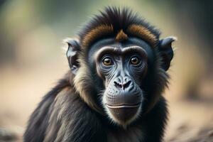 Porträt von ein Makaken Affe. ai generativ foto