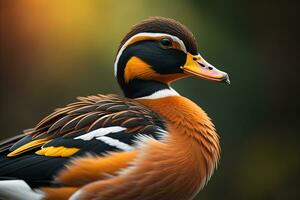 schön Ente auf ein solide Farbe Hintergrund. ai generativ foto