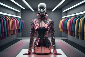 futuristisch Mode Mannequin im das speichern. ai generativ foto