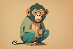 Vektor Illustration von ein Affe. Karikatur Stil. ai generativ foto