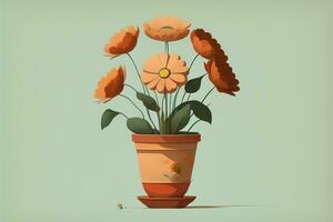 Blumentopf mit Gänseblümchen. Vektor Illustration im retro Stil. ai generativ foto