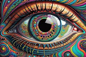 bunt Auge. psychedelisch Hintergrund. Vektor Illustration. ai generativ foto