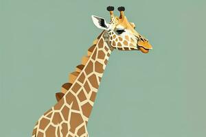 Giraffe isoliert auf Grün Hintergrund. Karikatur Stil. Vektor Illustration. ai generativ foto