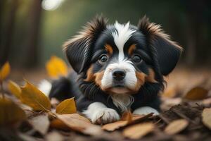 Porträt von ein süß Hund auf ein bunt Hintergrund. Studio Schuss. ai generativ foto