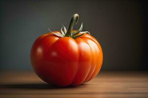 frisch Tomate auf ein hölzern Hintergrund. ai generativ foto