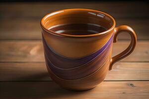 Tasse von Kaffee. schön und stilvoll Kaffee Tasse auf ein solide farbig Hintergrund. ai generativ foto