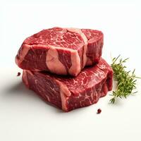 wagyu Rindfleisch auf Weiß Hintergrund Ultra realistisch Schuss foto