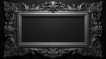 einfarbig Jahrgang Luxus Rahmen auf schwarz Hintergrund foto