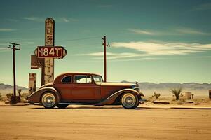 Schuss von ein klassisch Auto auf Route 66 foto