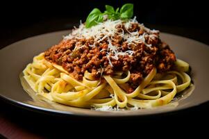 köstlich Pasta mit Parmesan und Bolognese foto