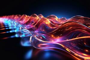 Neon- Welle Magie abstrakt Hintergrund am Leben mit lebhaft Tanzen Beleuchtung generativ ai foto