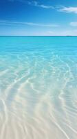 tropisch Strand mit Weiß Sand und Türkis Meer Wasser ai generiert foto