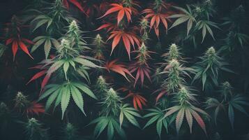 detailliert Marihuana Pflanzen mit Beleuchtung Hintergrund foto