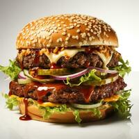 Burger Essen auf Weiß Hintergrund foto