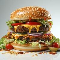 Burger Essen auf Weiß Hintergrund foto