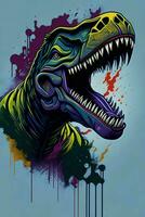 ein detailliert Illustration von ein Tyrannosaurus zum ein T-Shirt Design, Hintergrund und Mode foto