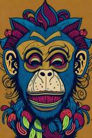 ein detailliert Illustration von ein Affe zum ein T-Shirt Design, Hintergrund, Mode foto