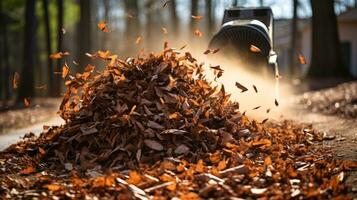 Reinigung Herbst Blätter generativ ai foto