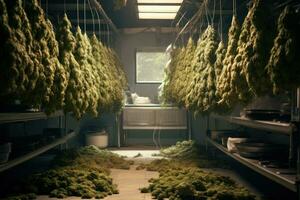 Cannabis Trocknen Zimmer generativ ai foto