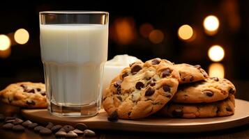 Milch mit Haferflocken Kekse generativ ai foto