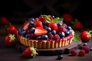 frisch gebacken köstlich Beere Torte foto