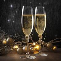 Glas von Champagner zu feiern Urlaub ai generiert foto