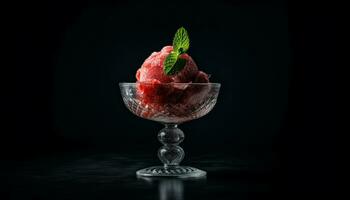 Frische und Süße im ein Schüssel von Gourmet Eis Sahne generiert durch ai foto